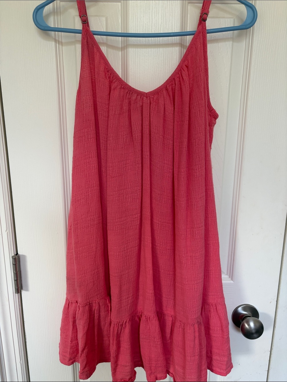 Billabong Coral Pink Textured Ruffle-Hem Tank